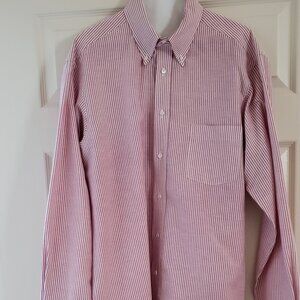 Red and white men's stripe dress shirt